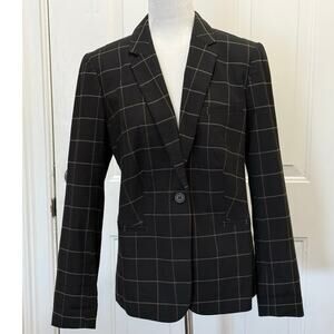 NWT Liz Claiborne Simply Liz size L blazer black camel windowpane organic cotton